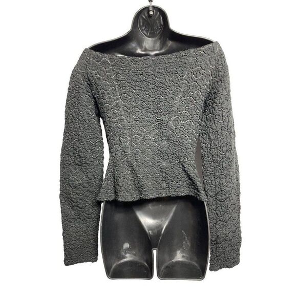 Vintage 80s Bruno Duluc Cropped Jacket Womens Size Small Black Button Front - Picture 4 of 6